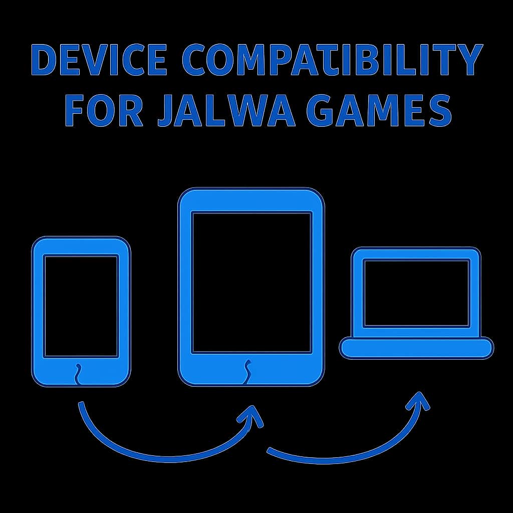 An educational diagram about device compatibility for Jalwa Games.