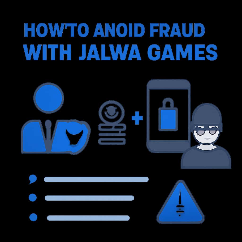 Illustration detailing steps to avoid fraud with Jalwa Games.