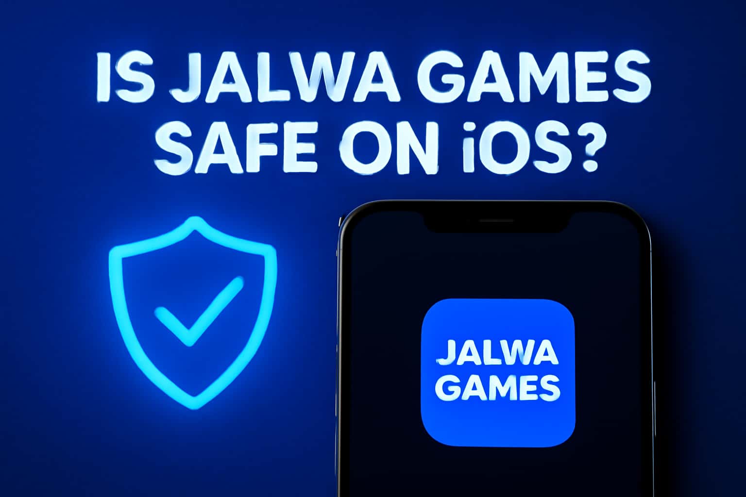 An illustration symbolizing app safety and compatibility for Jalwa Games on iOS.