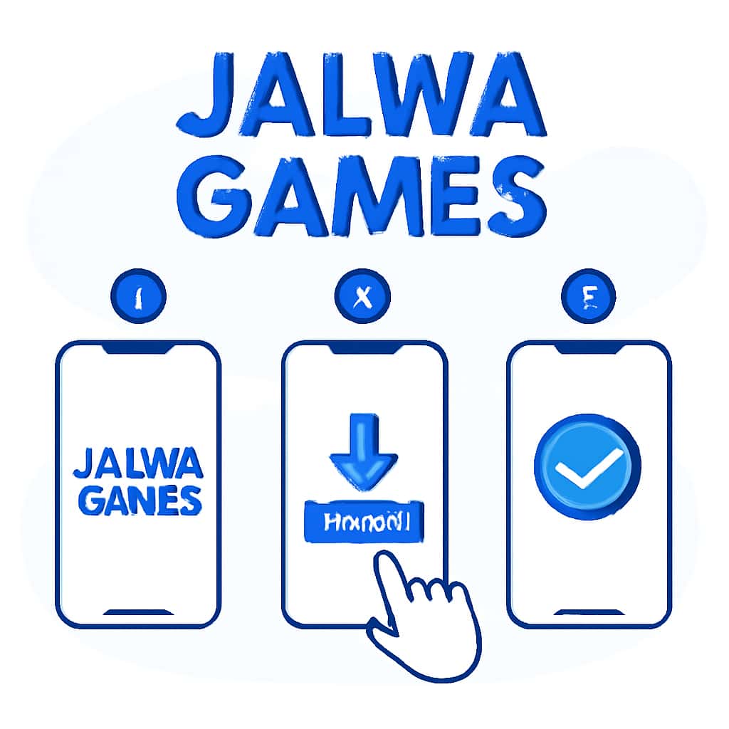 Diagram illustrating the installation steps for Jalwa Games.